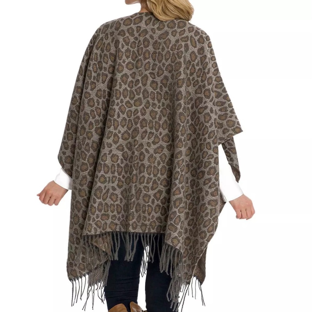 Woolrich Cozy Blanket Wrap Kaye Leopard One Size - Picture 2 of 4